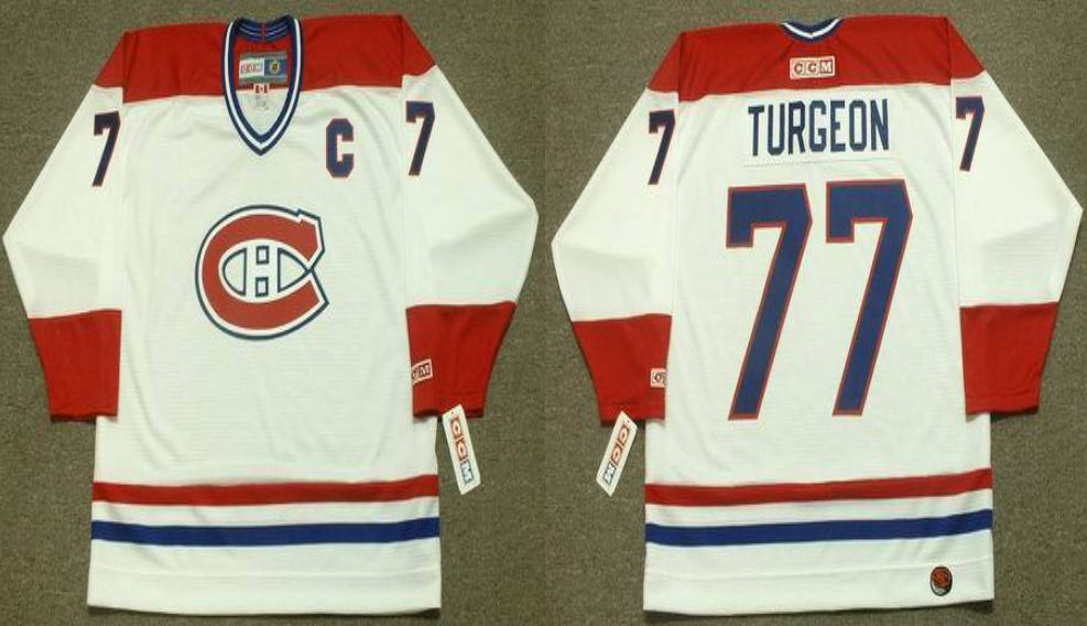 2019 Men Montreal Canadiens #77 Turgeon White CCM NHL jerseys